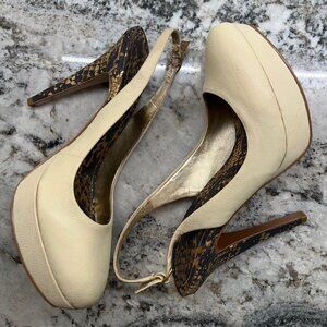 BCBGeneration Light Beige Platform Sling Back Shoes 7.5